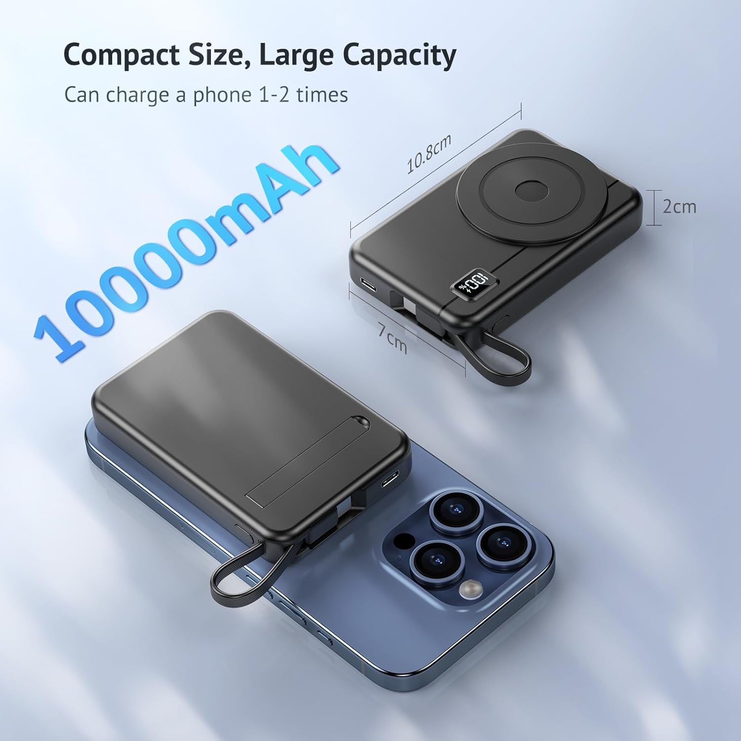 Powerbank für Magsafe10000 mAh 22,5 W magnetisch – Kabellose externe Handy-Akkus mit Typ-C-Eingang und -Ausgang USB-C, LED-Anzeige kompatibel mit iPhone 17 16 15 14 13 12 Pro Max-Serie – Bild 6