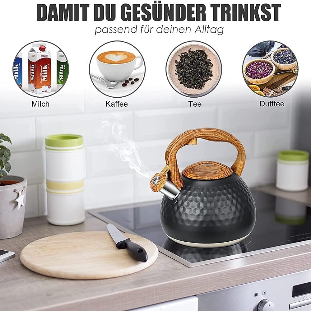 Wasserkocher, Induktionskessel, 3L, Pfeifkessel, Teekessel, Gasherd, Wasserkocher Edelstahl, Pfeifkessel Induktion, für Herd, Gas, Elektro – Bild 5
