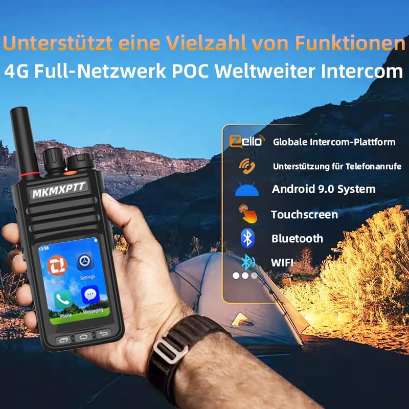 Globales HD-Walkie-Talkie, 2,4-Zoll-TFT-Touchscreen, Android 9.0, WLAN, Bluetooth, GPS, 2G/3G/4G-Unterstützung – Bild 8