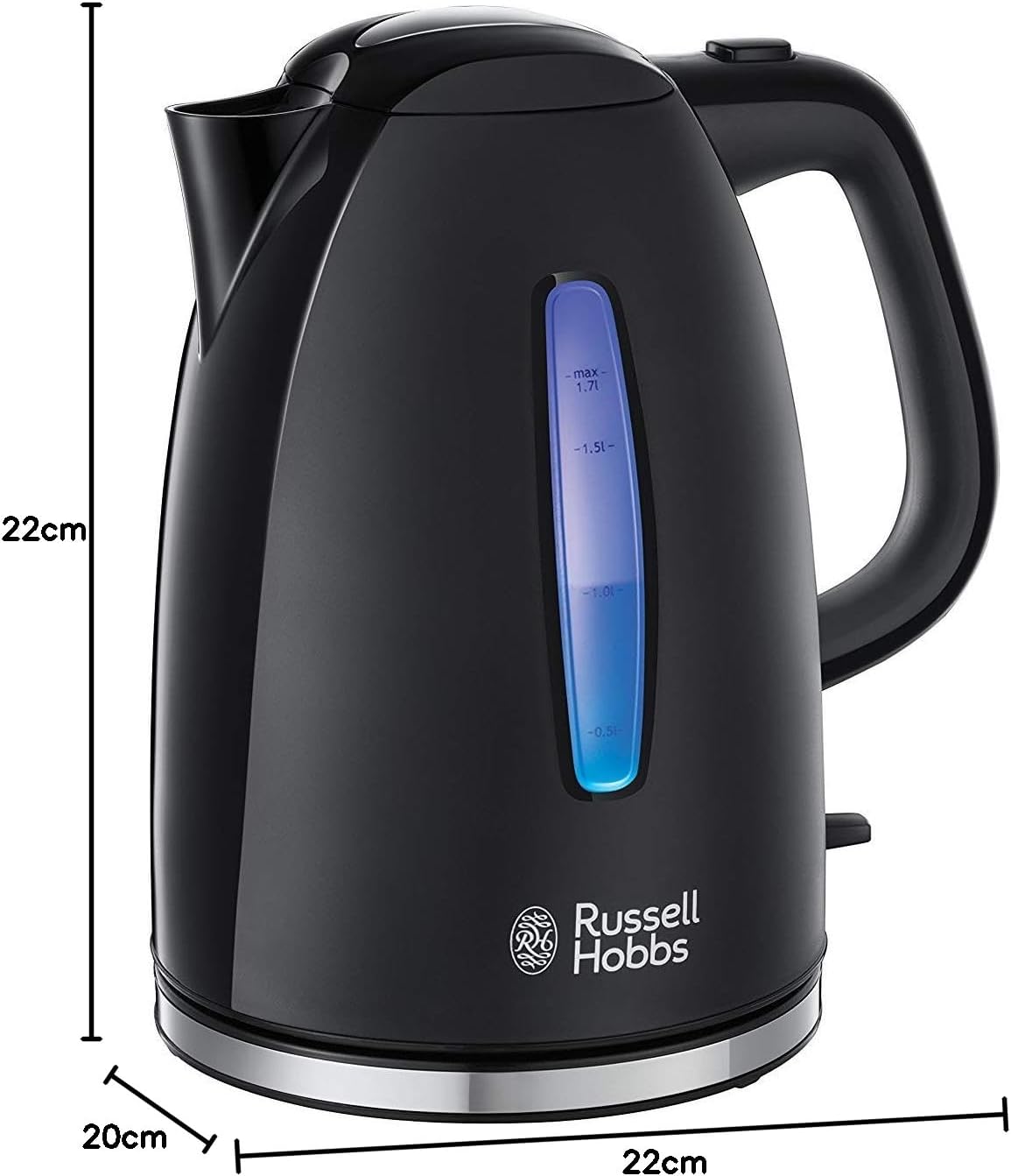 Russell Hobbs Textures+ 22591-70 Wasserkocher 1,7 l, 2400 W, LED-Beleuchtung, Schnellkochfunktion, optimierter Auslauf, abnehmbarer Kalkfilter, Teebereiter, schwarz, Energieklasse A++ – Bild 6
