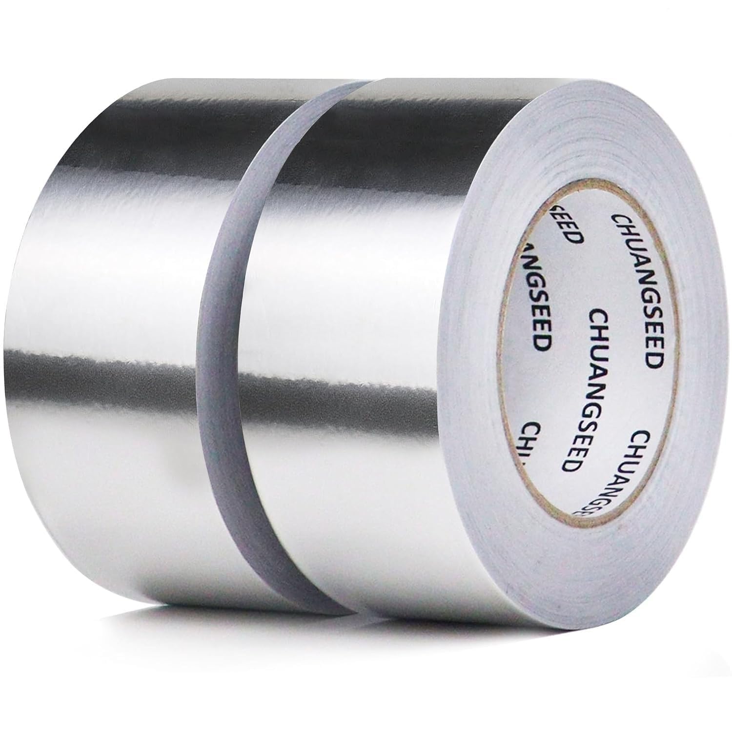 CHUANGSEED 2 Rollen Aluminium-Klebeband 50 mm x 50 m, Aluminium-Klebeband für Kücheninstallationen, Abschirmung und Isolierung, Dichtungsreparatur, selbstklebendes Aluminiumfolienband, hohe Temperaturbeständigkeit