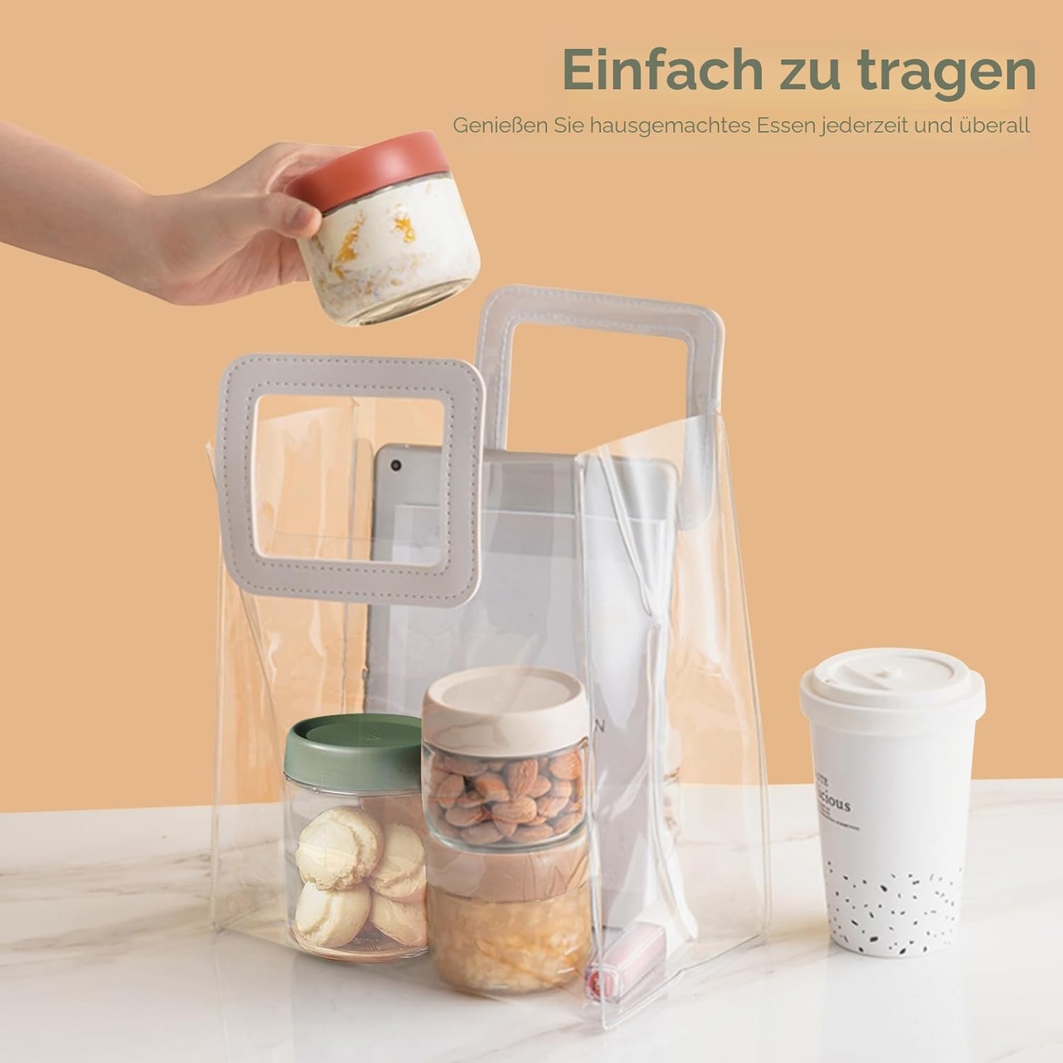 4er-Pack 10-Unzen-Overnight-Oats-Gläser, Einmachgläser mit Schraubdeckel für Overnight-Oats, Salat, Joghurt, Pudding, Chutney, Dessertgläser, wiederverwendbare Glasbehälter mit Deckel als Einmachglas – Bild 6
