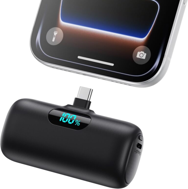 Powerbank USB C 5000 mAh, Mini-Powerbank, klein aber stark, 15 W, PD 3.0, schnelles Laden, tragbarer externer Akku mit LED-Anzeige, kompatibel mit iPhone 17/16/15, Samsung S25/24, Android-Handys