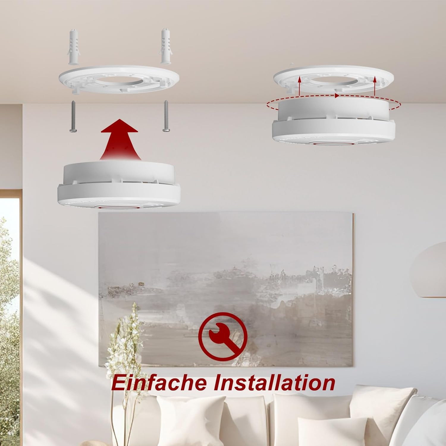 Rauchmelder Feuermelder, austauschbare 9V-Batterie für Rauchmelder, DIN EN14604 & BSI-zertifiziert, 4 Stück – Bild 5