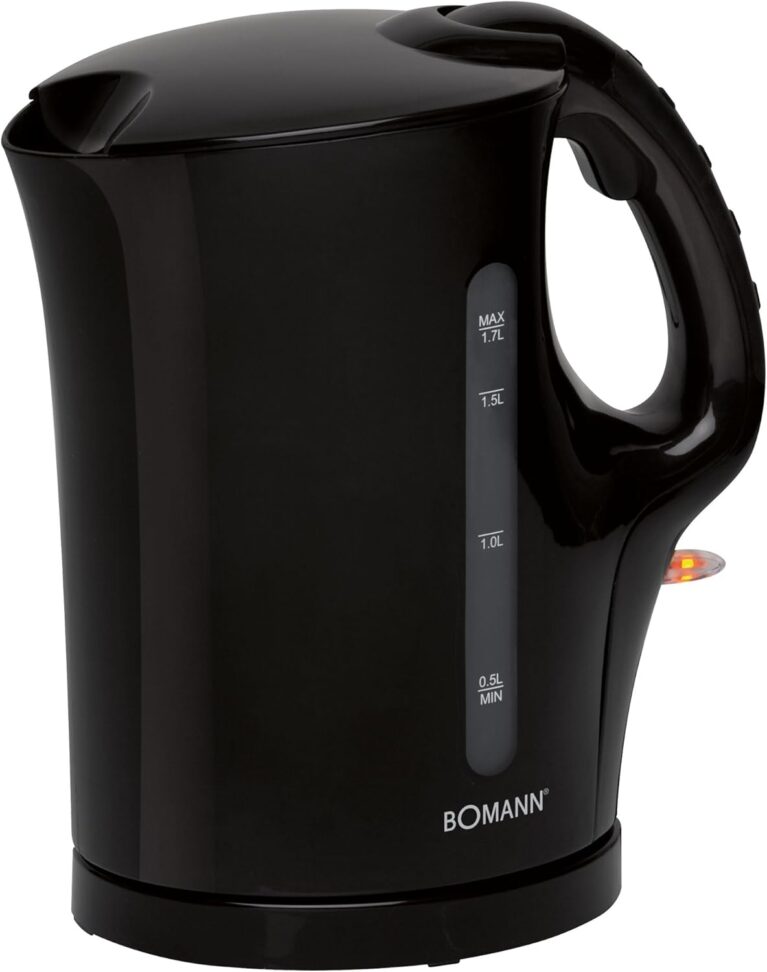 Bomann Wasserkocher | Wasserkocher | 1,7 l mit automatischer und manueller Abschaltung | Abnehmbarer Kalkfilter | Max. 2200 Watt | Schwarz | WK 6079 CB