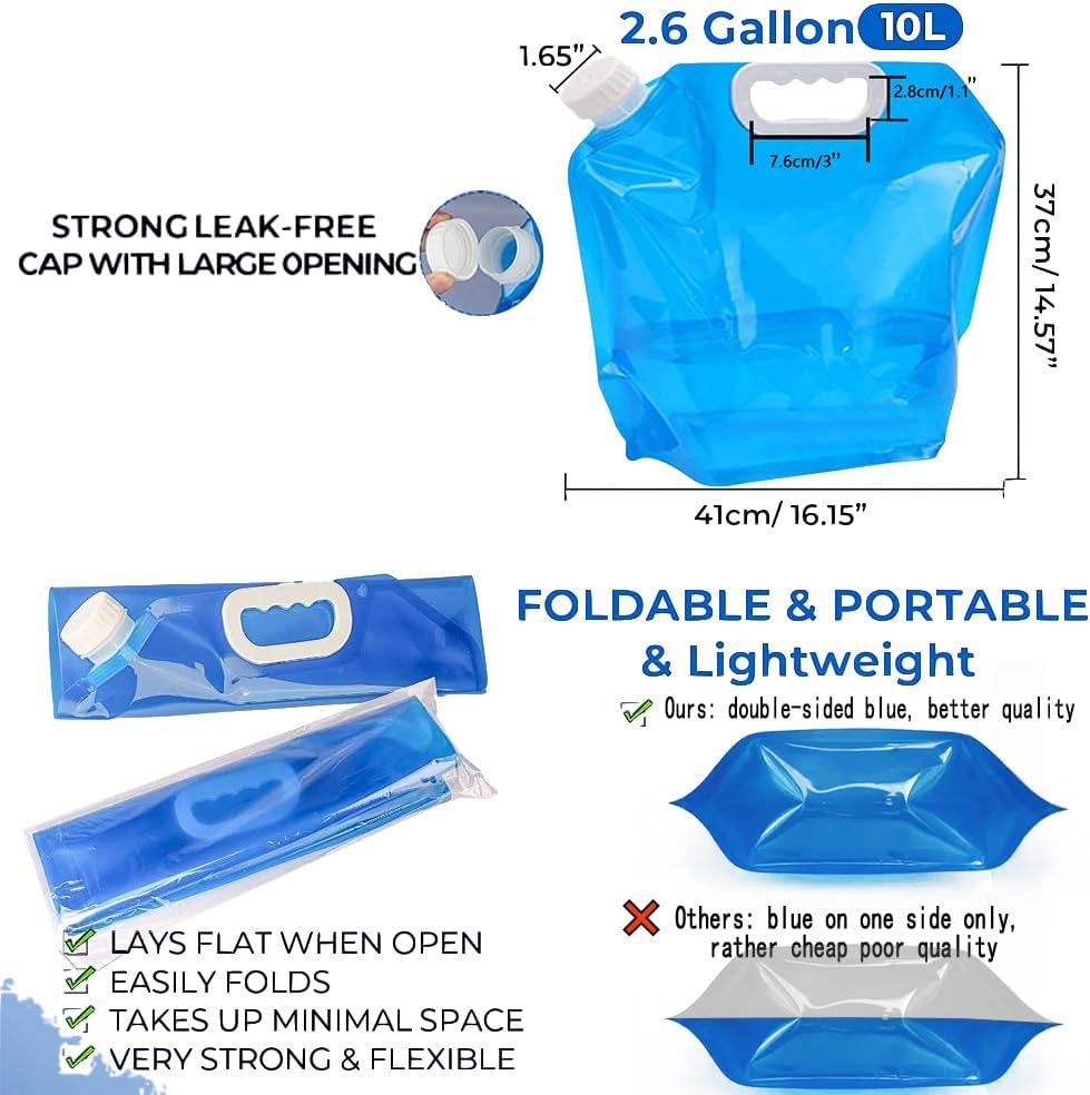 Kamiya 5/10 L faltbarer Wasserkanister mit dichtem Deckel, flexibler Wasserkanister, 5/10 Liter faltbarer Wasserkanister BPA-frei für Outdoor-Camping – Bild 2