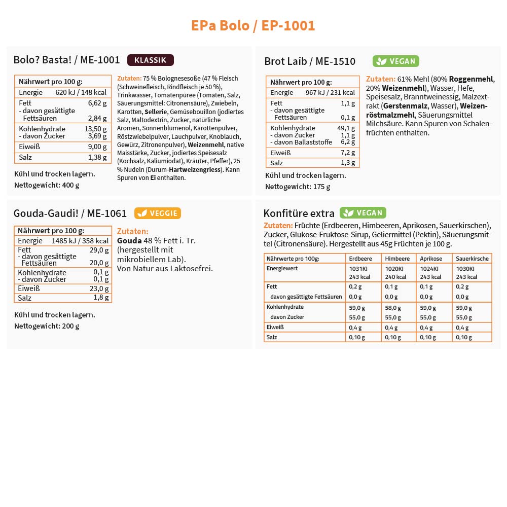 ration1 EPa-Nudeln mit Bolognesesauce, Notfallnahrung, 10 Jahre haltbar | Ein-Mann-Packung, Notration, Langzeitnahrung, Fertiggerichte, Fertiggerichte, Camping und Outdoor – Bild 2