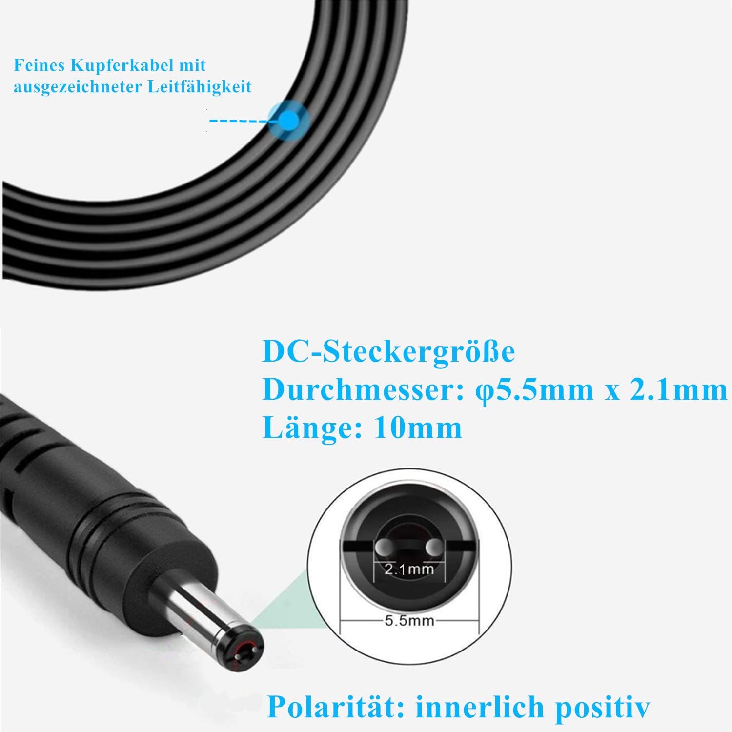 AC-Adapter 12 V 2 A Netzteil AC 220 V auf DC12 V 500 mA 1000 mA 1500 mA 2000 mA Leistungstreiber 5,5 mm mit 8 DC-Steckeradaptern Wechselrichter Ladegerät Transformator AC-DC-Adapter (DC12V~2A) – Bild 9