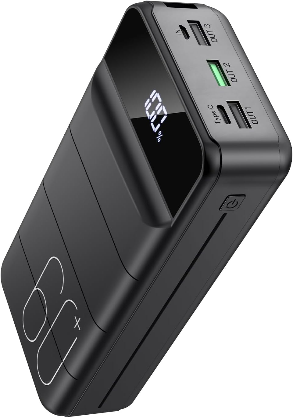 60.000 mAh Powerbank 22,5 W Powerbank PD USB-C Schnellladefunktion Externer Akku mit 4 Ausgängen und 2 Eingängen, kompatibel mit Smartphone, Tablets, Tablet etc. Schwarz