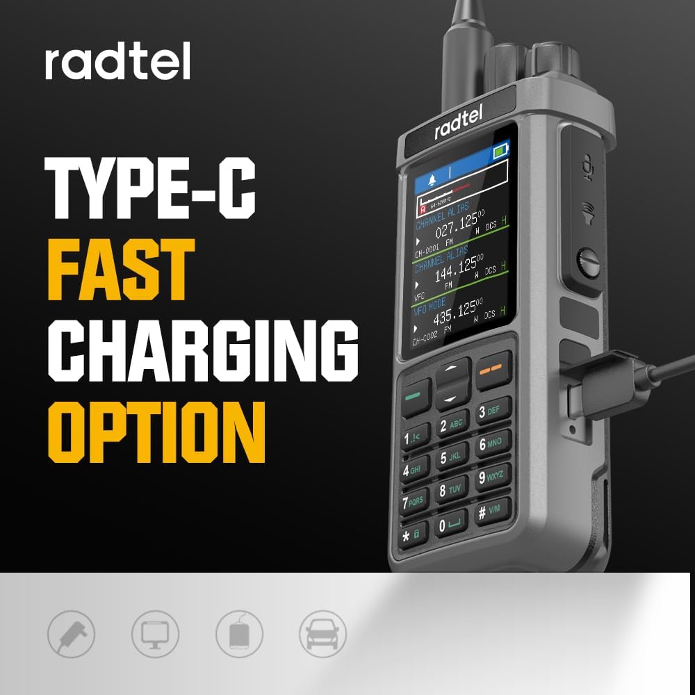 Radtel RT-880G GPS APRS Radio Amateur 10 W Talkie Walkie Radio CB tragbar 1024 Kanäle HF SSB Rx mit Gehäuse und Band Croisée, 2,4 Pouces mit 2,4 Pouleur, wiederaufladbarer Akku 2400 mAh – Bild 7