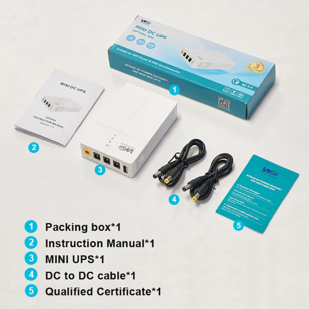 12 V DC Mini-USV, unterbrechungsfreie Stromversorgung, Batterie, 13500 mAh, Batterie-Backup-Powerbank mit Ausgang DC 9 V, 12 V, USB, 5 V für WLAN-Router, ONU-Modem, POE-Kamera, Alarmtelefon – Bild 6