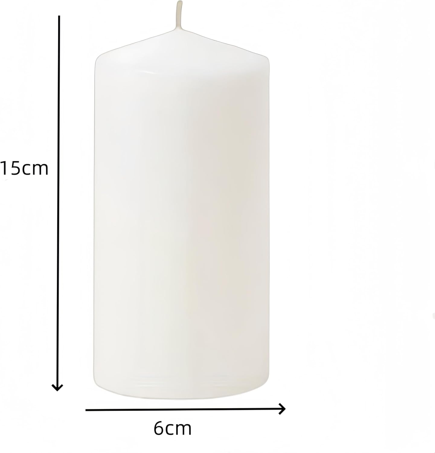 Candles Weiße zylindrische Kerze, perfekt für Hochzeiten und Partys, 6 cm x 15 cm, Stumpenkerze weiß, geruchlos, Notfallkerze groß, 2er-Pack (2,6 cm x 15 cm) – Bild 2