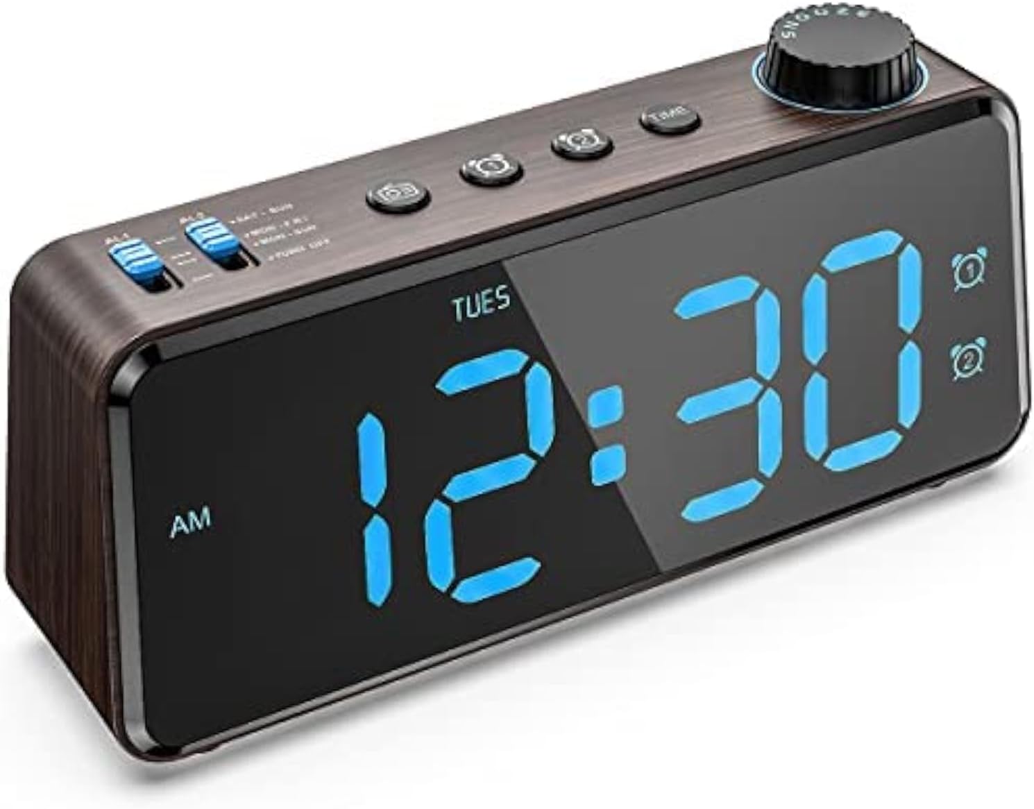 ANJANK Digitaler Radiowecker, 0–100 % dimmbar, Doppelwecker mit Wochentagen/Wochenende, USB-Ladegerät, einfache Einstellung, Netzbetrieb mit Batterie-Backup, großes Display, sehr gut lesbar in allen Räumen
