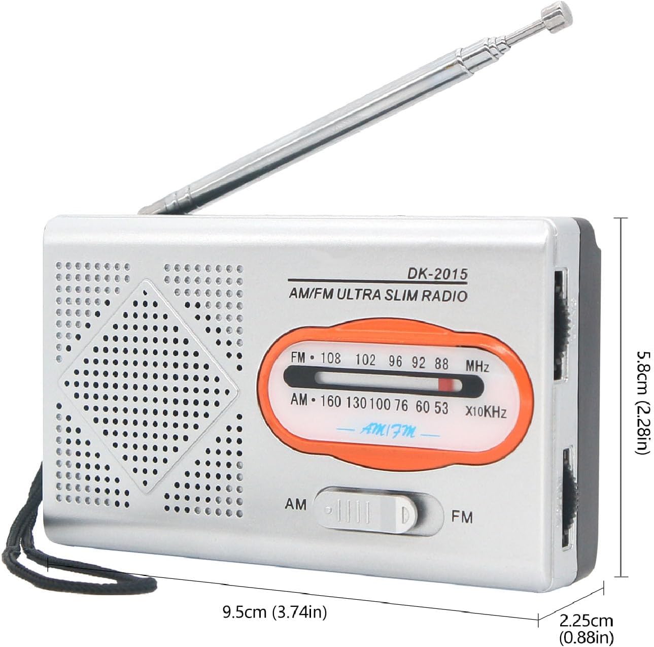 Tragbares Radio, DK-2015 AM FM batteriebetriebene Radios mit Lautsprecher, Stereo-Sound-Taschenradio für Zuhause, Outdoor, Reisen – Bild 9