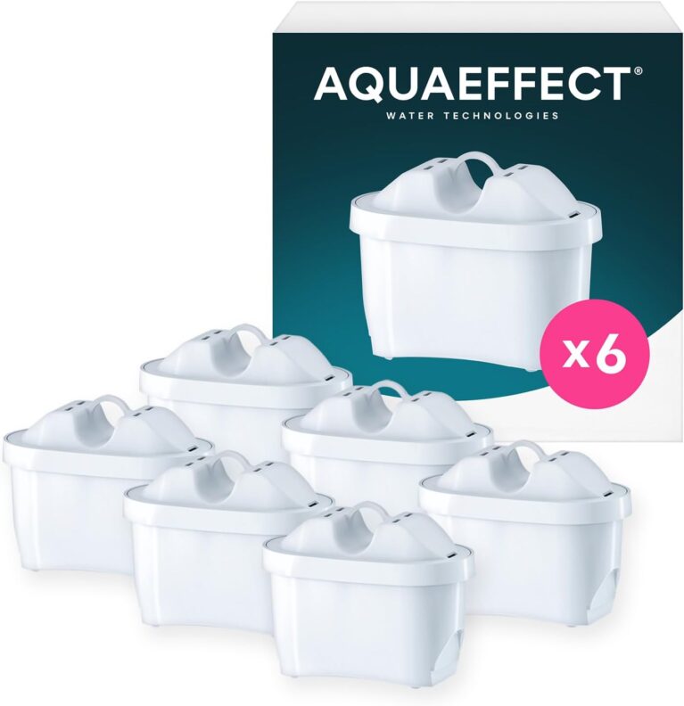 AQUAEFFECT MAX+ Wasserfilterkartuschen 6er Pack – Filterkartuschen für Wasserfilterkannen, passend für viele handelsübliche Filterkannen, gegen Kalk & Chlor