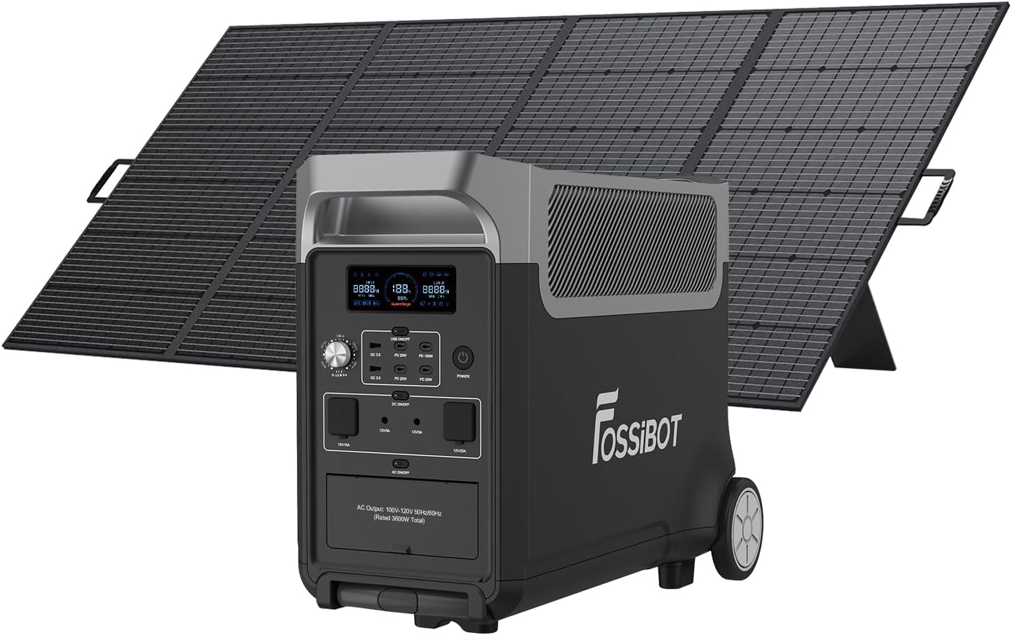 FOSSIBOT F3600 Pro Kraftwerk mit 420 W Solarpanel, 3840 Wh LiFePO4, 3600 W erweiterbarer AC-Ausgang, 3,8–11,5 kWh, Kraftwerk für Zuhause, Camping, Wohnmobil