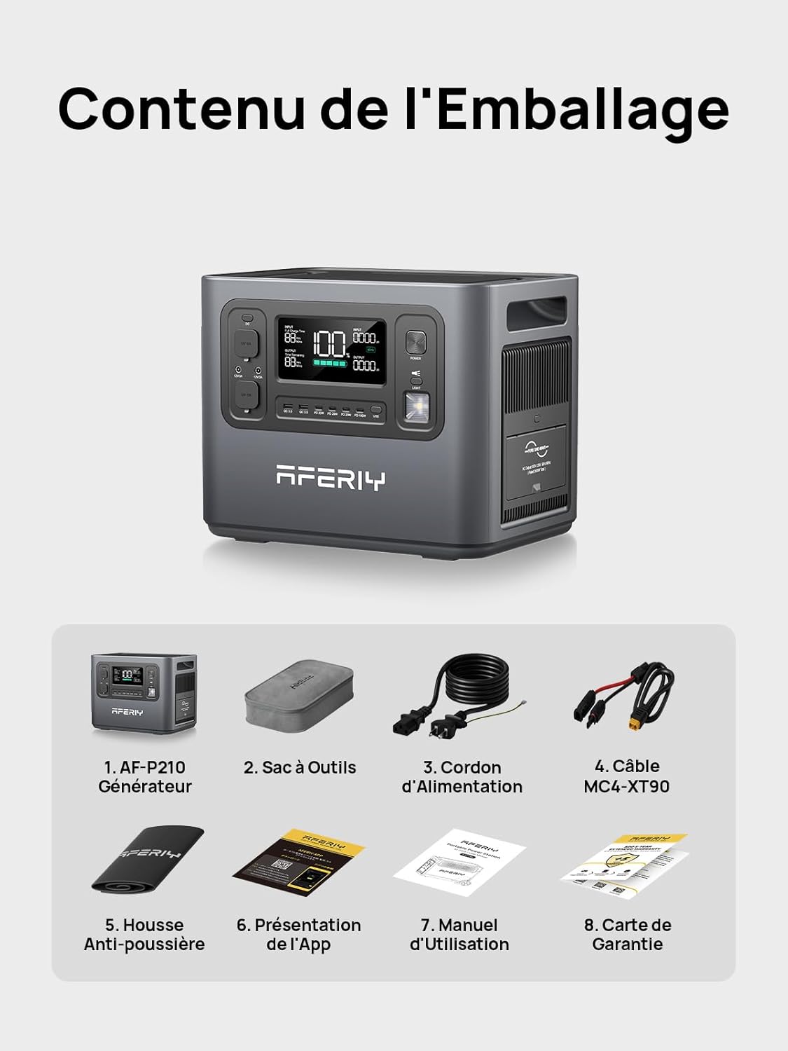 AFERIY Elektrischer Generator, tragbar, 2400 W, Backup-Batterie, LiFePO4, 2048 Wh, mit App, Schnellladung, 1,5 Stunden, EU-Stecker, 220–240 V USV, Solargenerator für Camping/Familie/Büro, 7 Jahre Garantie – Bild 7