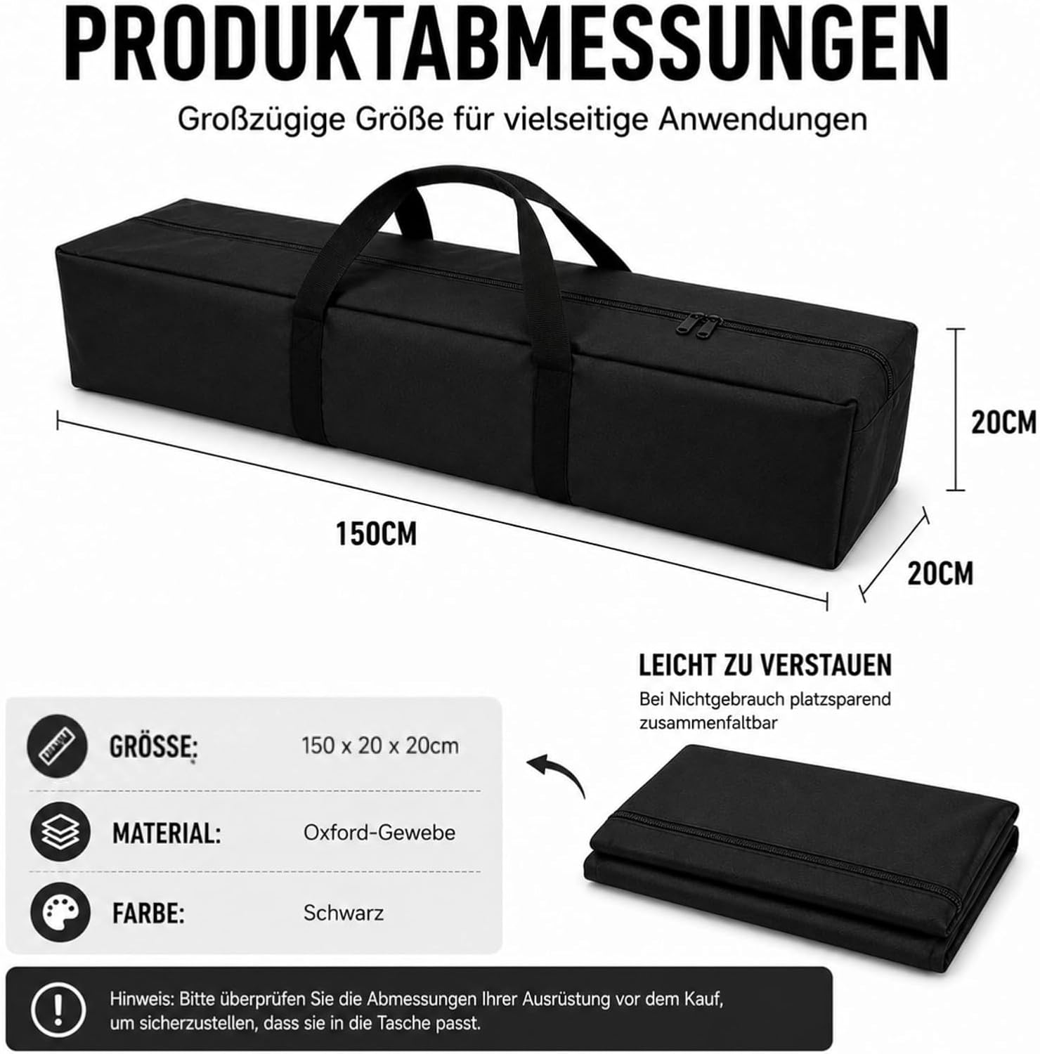 Stativtasche 150cm, Tragbare Zeltstangentasche Camping Aufbewahrungstasche für Wohnwagen, Markisenrahmen Lichtständer Trage-Tasche,Tragbare Zeltstangentasche, Gestängetasche Tragetasche Stativtasche – Bild 2