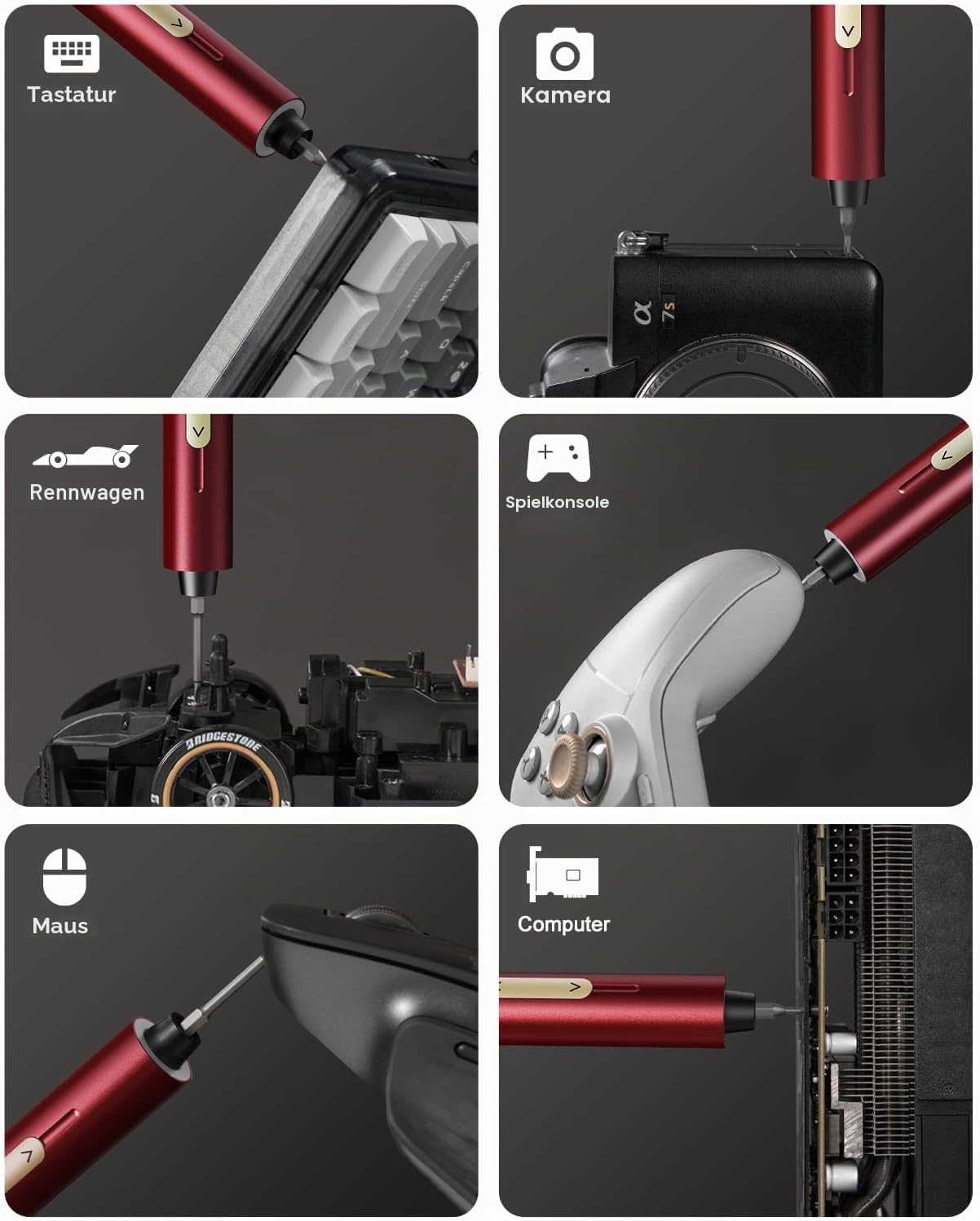 Fanttik E2 Ultra 3,7 V Mini-Elektro-Schraubendreher-Set, 50-in-1 magnetischer Präzisions-Schraubendreher-Satz, max. 0,6 Nm, 5/32 Zoll Sechskant, für die Reparatur von iPhones, Laptops, Brillen, Uhren (rot) – Bild 6