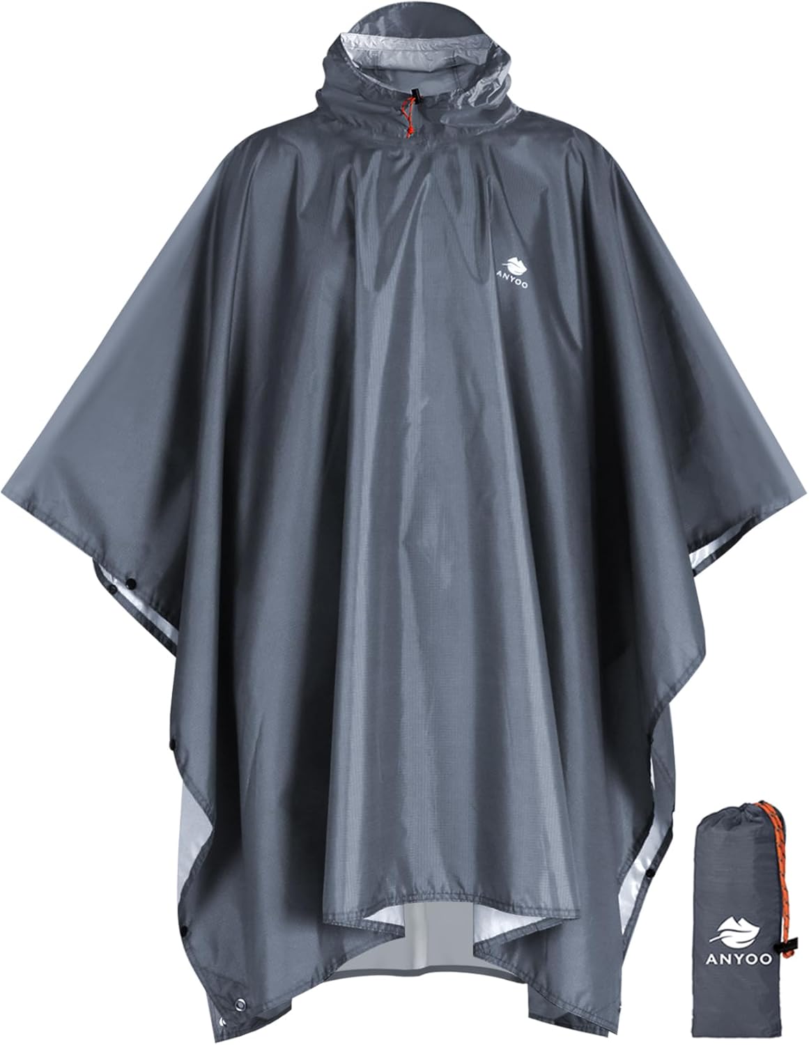 ANYOO Leichte, wasserdichte Regenjacke, wiederverwendbar, Ripstop, atmungsaktiv, Mehrzweck-Regenmantel mit Kapuze, faltbare Schutzdecke, Schutzplane, ideal für draußen, Camping, Wandern, Angeln