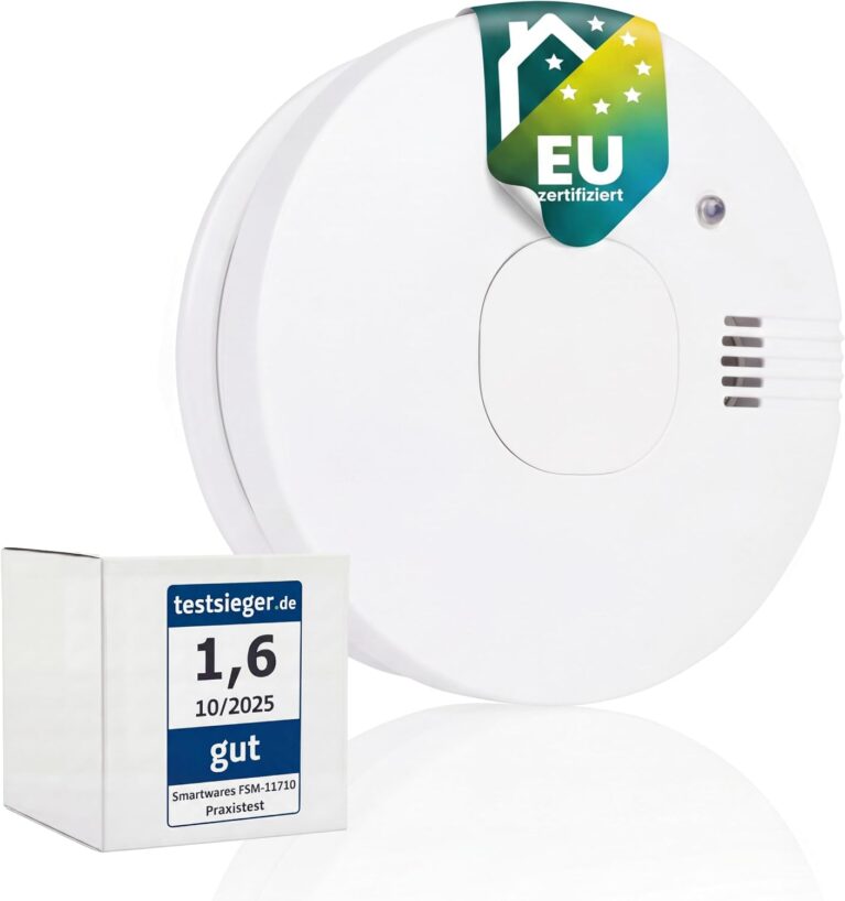 Smartwares Rauchmelder - TÜV - Austauschbare Batterie - Optischer Sensor - Testknopf - Geräuschlose Funktion - FSM-11710