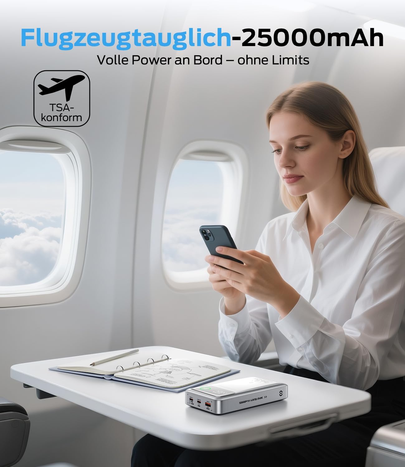 Movespeed 145 W Power Bank 25000 mAh Laptop Power Bank Tragbares Ladegerät mit 3 USB-Anschlüssen PD 3.1 und Digitalanzeige, kompatibel mit Laptop MacBook Pro/Air, iPhone 17 Pro Air /16, Galaxy S25, iPad – Bild 9