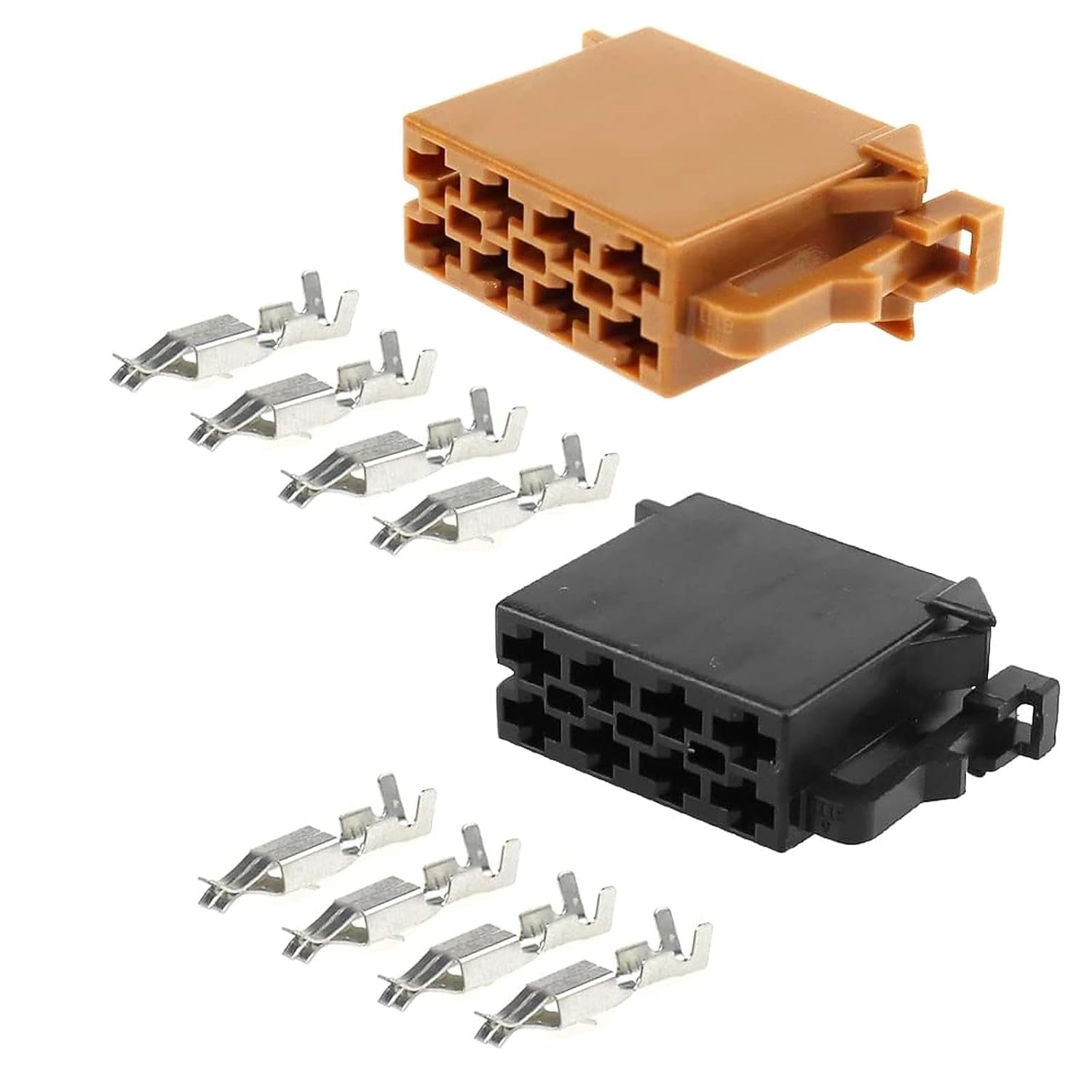 4 Stück 8-poliger Steckverbinder aus Kunststoff, brauner und schwarzer Steckverbinder, Kabelbaum-Adapter, Universalstecker für Autoradio-Sound-Lautsprecher, Crimp-Lautsprecher – Bild 5
