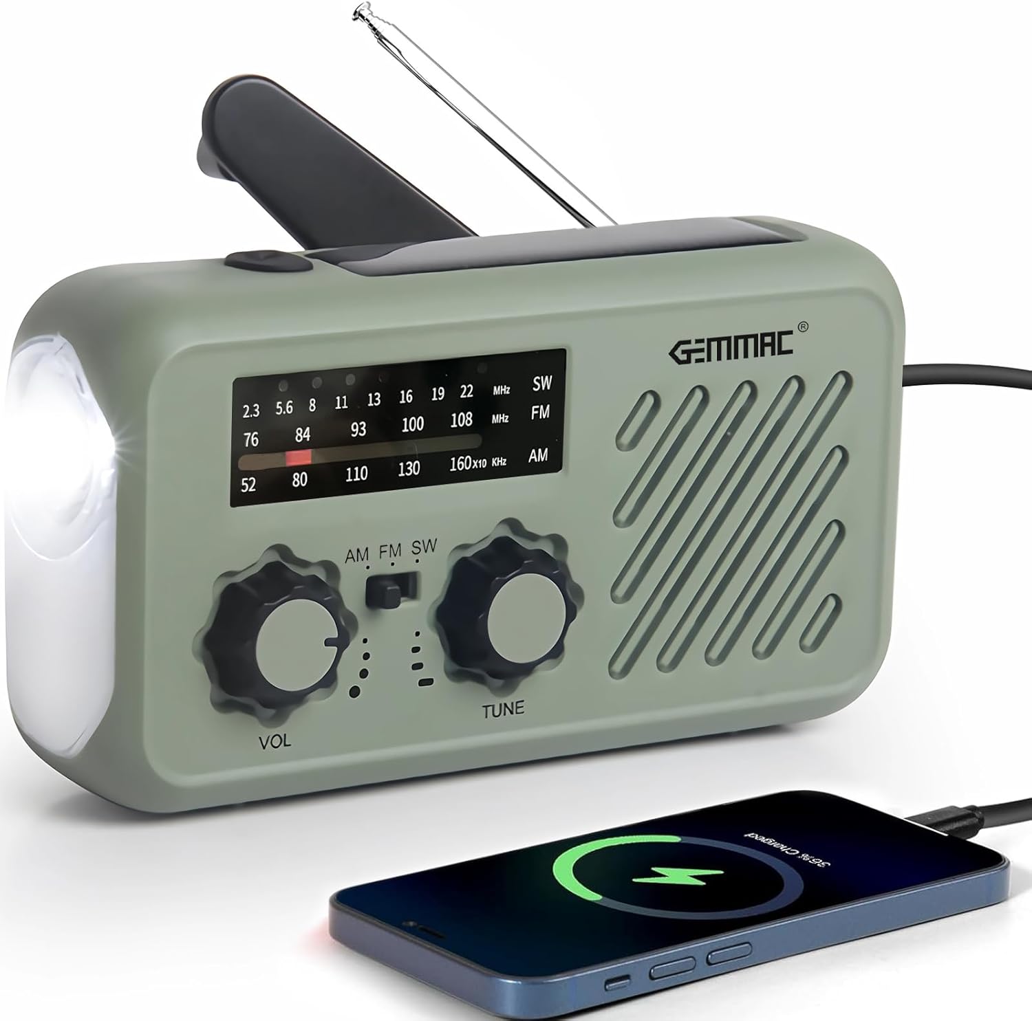 Notfallradio, 3-Wege-Lade-Notfallradios, 2000-mAh-Akku-Kurbelradio, Solarladegerät, Powerbank, USB-AM/FM-Radio mit SOS-Alarm, Kopfhöreranschluss, Taschenlampe, Indoor-Outdoor-Camping, kleines Taschenradio