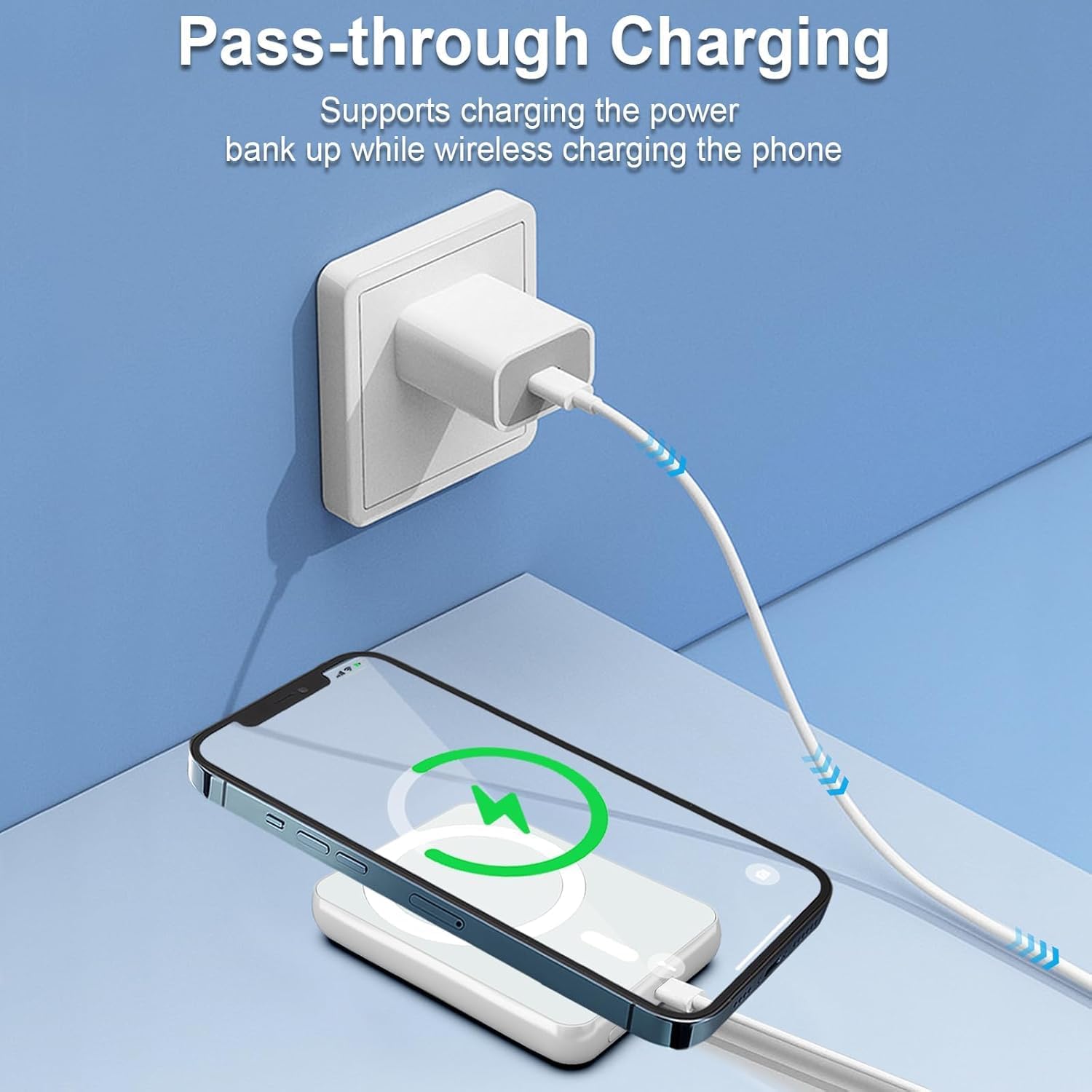 Powerbank 10000 mAh, magnetisches kabelloses tragbares Ladegerät Power Bank, USB C 20 W Eingang & Ausgang Schnellladung externer Handy-Akkus, kabelloser Akku-Pack induktives Laden für iPhone 17/16/15 – Bild 7