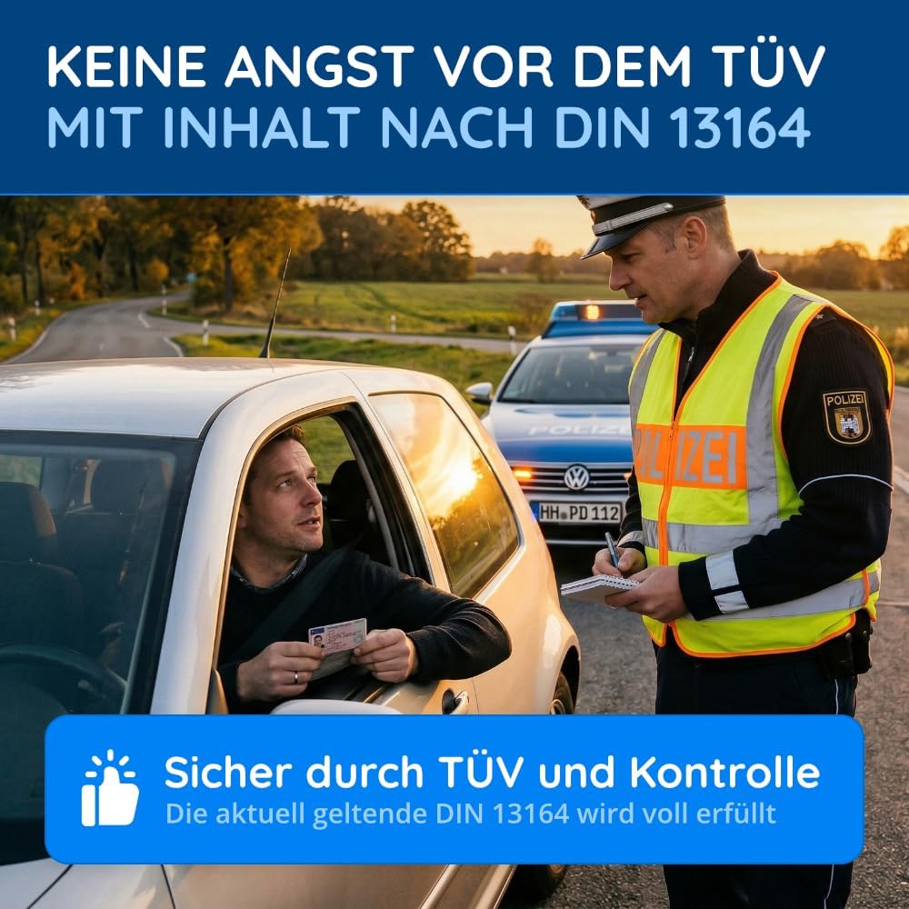 Auto-Verbandstasche nach aktueller DIN 13164:2022, gültig für 2023 nach StVO, Verbandskasten/Verbandskasten/Verbandkasten Auto/Motorrad, schwarz – Bild 4