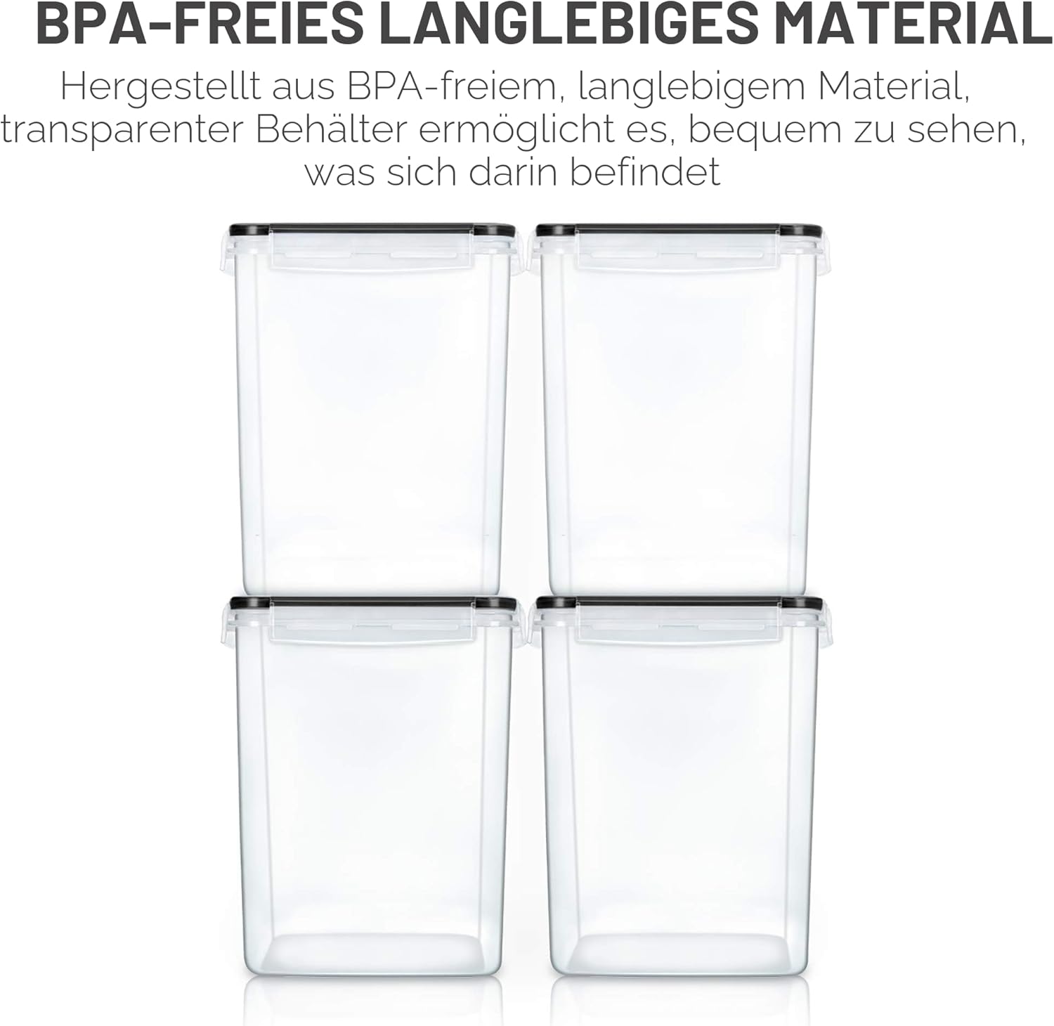 Vtopmart 5,2L große Vorratsgläser mit Deckel, luftdicht, 4 Stück Kunststoff-Aufbewahrungsboxen, Küchen-Organizer, BPA-frei, Vorratsbehälter für Zucker und Mehl mit Etiketten und Messbechern – Bild 3