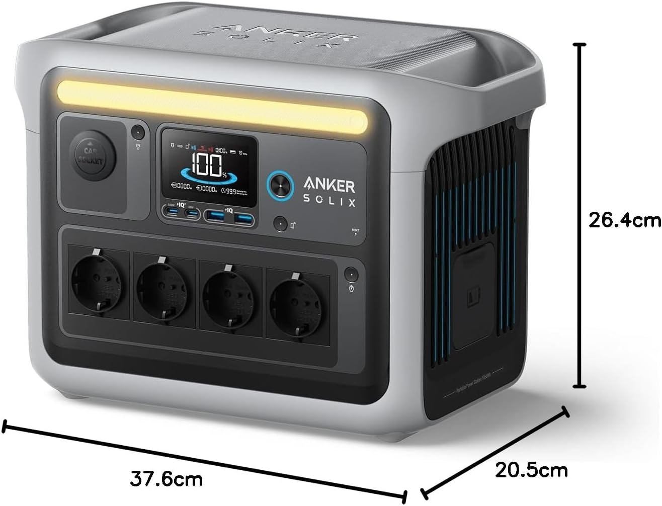 Anker Solix C1000 Tragbares Kraftwerk, LiFePO4, 1800 W Solargenerator, 100 % aufgeladen in 58 Minuten mit UltraFast-Modus, LFP-Kraftwerk für Outdoor, Camping und Gangreserve (optionales Solarpanel) – Bild 8