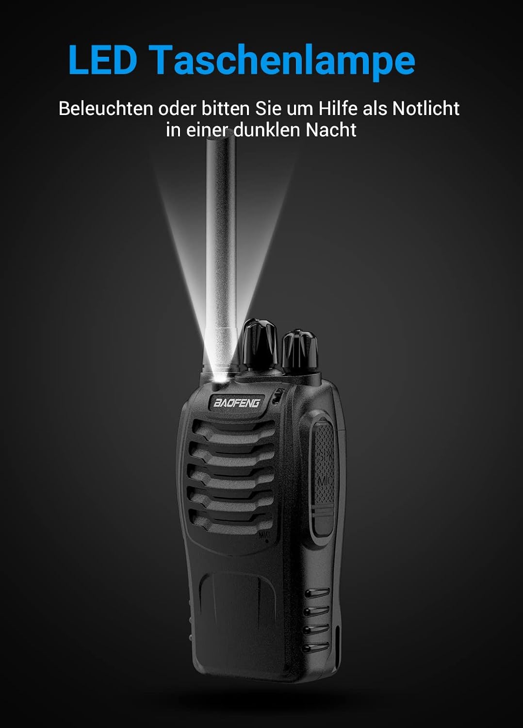 Professionelles Walkie-Talkie für Erwachsene mit großer Reichweite, wiederaufladbarem Akku, 16-Kanal-Funkgerät, USB-Ladegerät und Ohrhörer mit VOX (schwarz, 1 Paar) – Bild 8