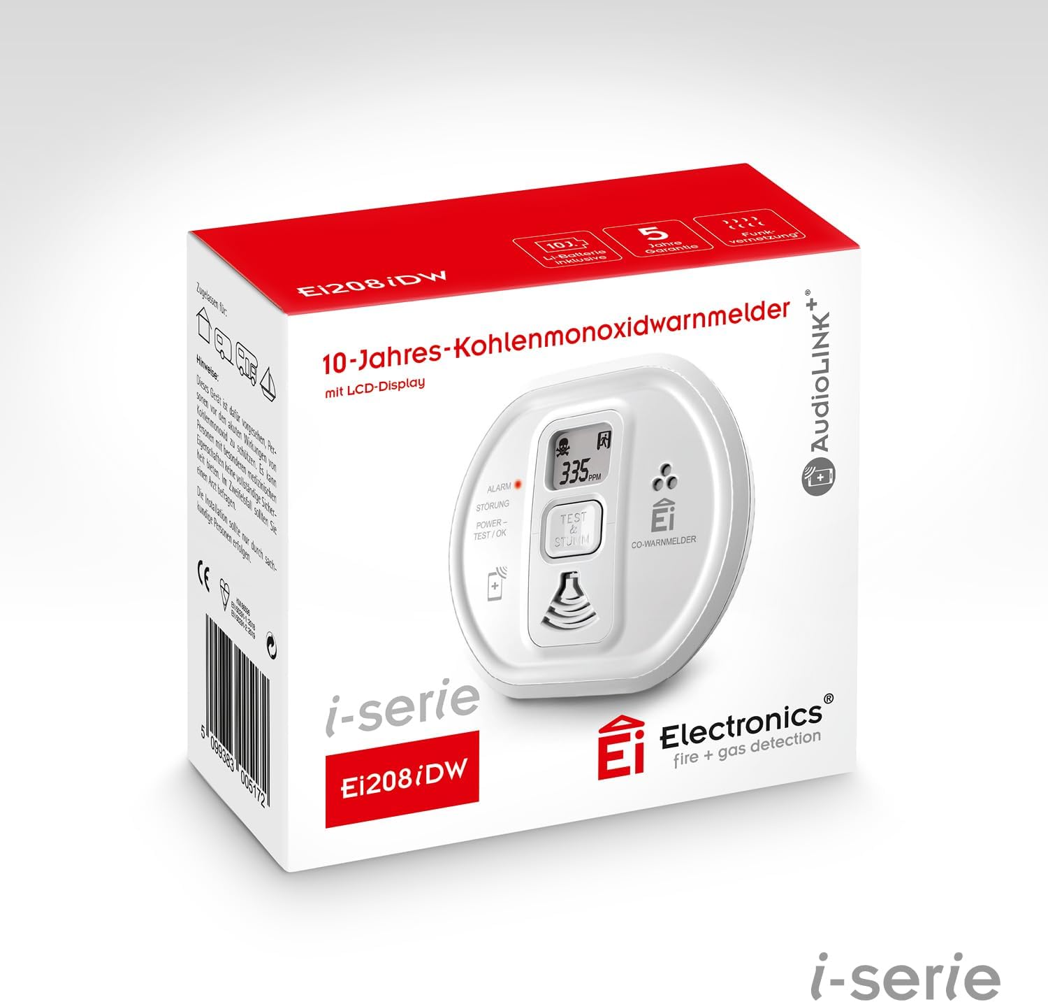 Ei Electronics Professioneller Kohlenmonoxidmelder Ei208iDW, CO-Melder der i-Serie mit AudioLINK-Funktion zum sofortigen Auslesen der Daten, LCD-Display und Batterie für 10 Jahre, optional kabellos vernetzbar, Weiß – Bild 6