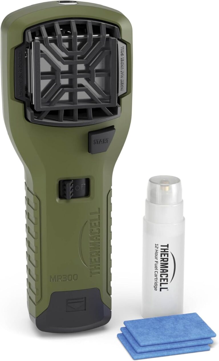Thermacell MR300GI PT19 Mückenschutz-Handgerät, Mückenschutz mit Zitronen-Eukalyptusöl, 15 m² Schutzzone, Garten, Terrasse, Camping, Angeln, inklusive 1 x Gaskartusche und 3 x Platten