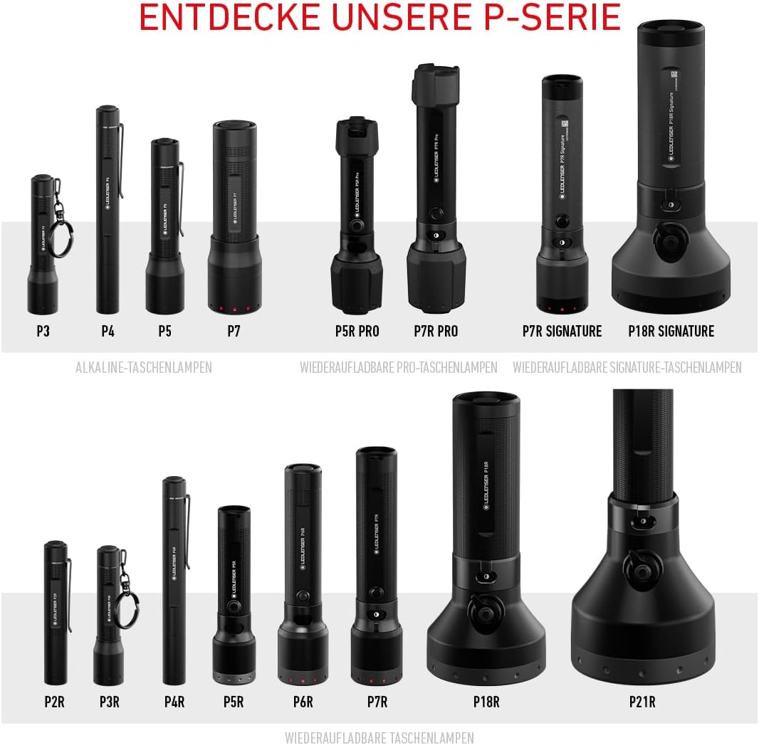 Ledlenser P7R Signature LED-Taschenlampe, wiederaufladbar, 2500 Lumen, 340 m Fokus, 8 Modi, USB-C, IP68 wasserdicht, 80 Stunden Betriebszeit, taktisch für Outdoor, Notfälle, Wandern, Camping – Bild 7