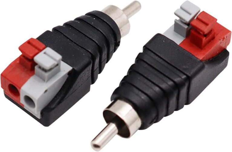 RCA-Cinch-auf-Lautsprecher-Kabel-Adapter, Subwoofer-Lautsprecher, Phono-Cinch-Stecker auf AV, 2 Schraubklemmen, Video-Audio-Federpresse, Typ Balun für CCTV, 2 Stück