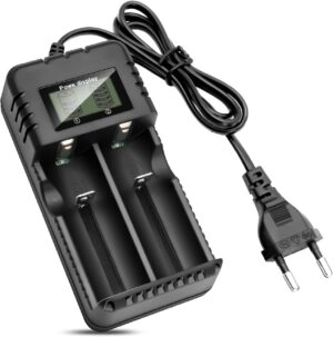 Akkuladegerät LCD-Display, 2-Slot-...