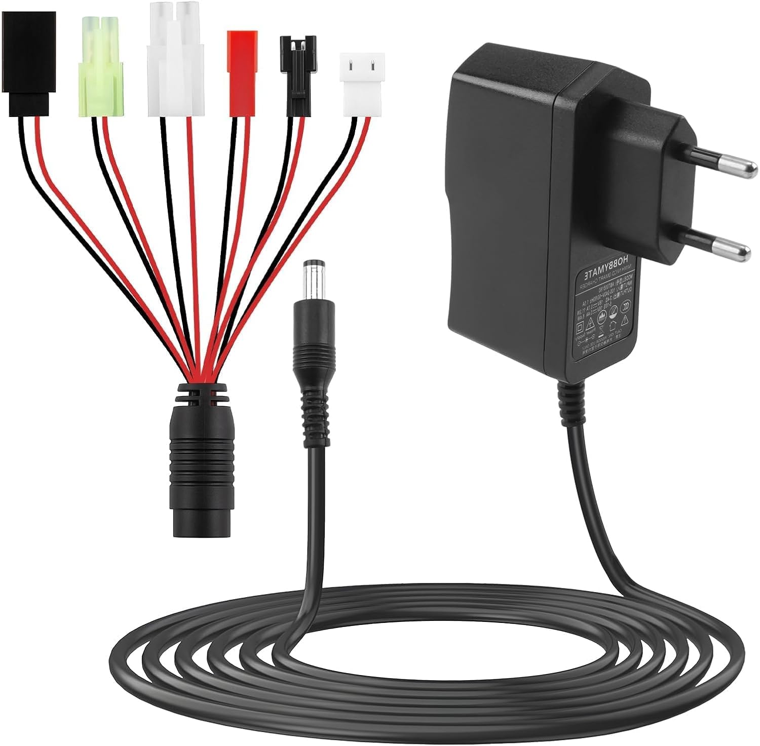 RC-Ladegerät Intelligentes 2,4-V-12-V-NIMH-/NICD-Akkuladegerät mit 6 Anschlüssen Mini und Standard TA-Miya/SM 2P/JST/Huanqi/XH3P Chargeur Battery Voiture RC für ferngesteuerte Autos, Flugzeuge, Boote