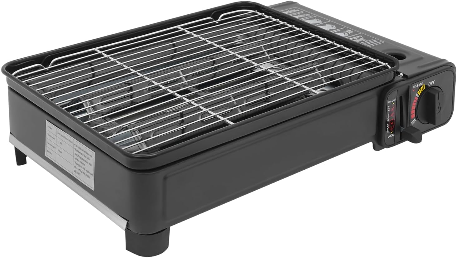 Camping Gasgrill, 2200W Tischgasgrill, tragbarer Gasgrill mit Fettbehälter und Tragetasche, Gaskocher Campingkocher, Campinggrill Gas, Gasherd-Set für Terrasse, Balkon und Garten