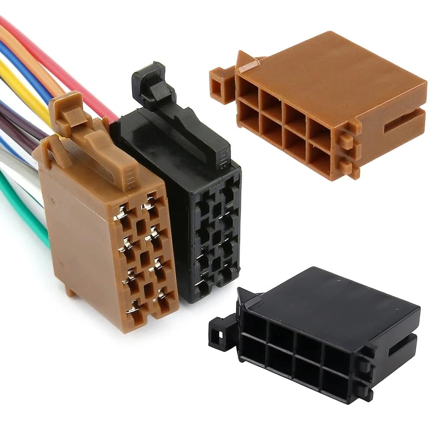 4 Stück 8-poliger Steckverbinder aus Kunststoff, brauner und schwarzer Steckverbinder, Kabelbaum-Adapter, Universalstecker für Autoradio-Sound-Lautsprecher, Crimp-Lautsprecher – Bild 4