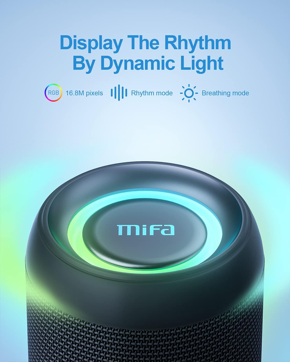 MIFA A90 Bluetooth-Lautsprecher, 60 W, kabellos, IPX7 wasserdicht, RGB-LED-Licht, 30 Stunden Akku, USB/Micro-SD-Karte/AUX-in-Wiedergabe, echte kabellose Stereoanlage mit Schutzhülle/tragbarem Tragegurt – Bild 4