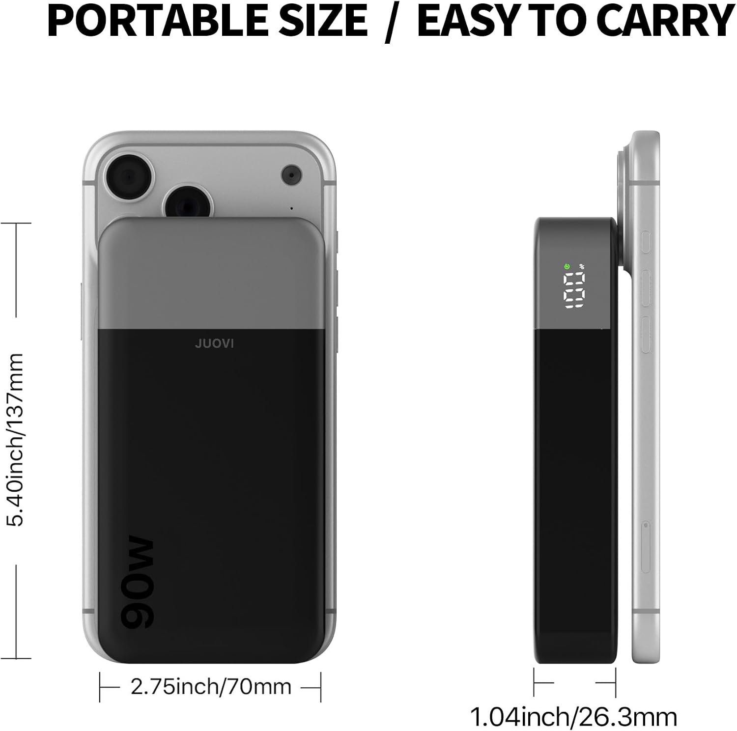 JUOVI Laptop Power Bank 20000 mAh 90 W, USB C Tragbares Ladegerät Power Bank Schnellladefunktion 4 Ports (2C + 2A) Akkupack, Externer Akku für MacBook iPad Tablet Notebook Steam Deck Phone J2901 | Externe Handyakkus Schnellladefunktion 4-Ports (2C+2A), Akku Pack für Phone 17 16 15 MacBook Tablet Notebook Steam Deck – Bild 6