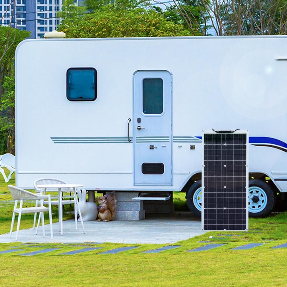 50W Solarpanel Flexibles 12V Monokristallines Solarpanel, flexible Solarmodule mit Kabel für Wohnmobil, Wohnwagen, Auto, Dach, Boot, 12V-Batterien – Bild 8