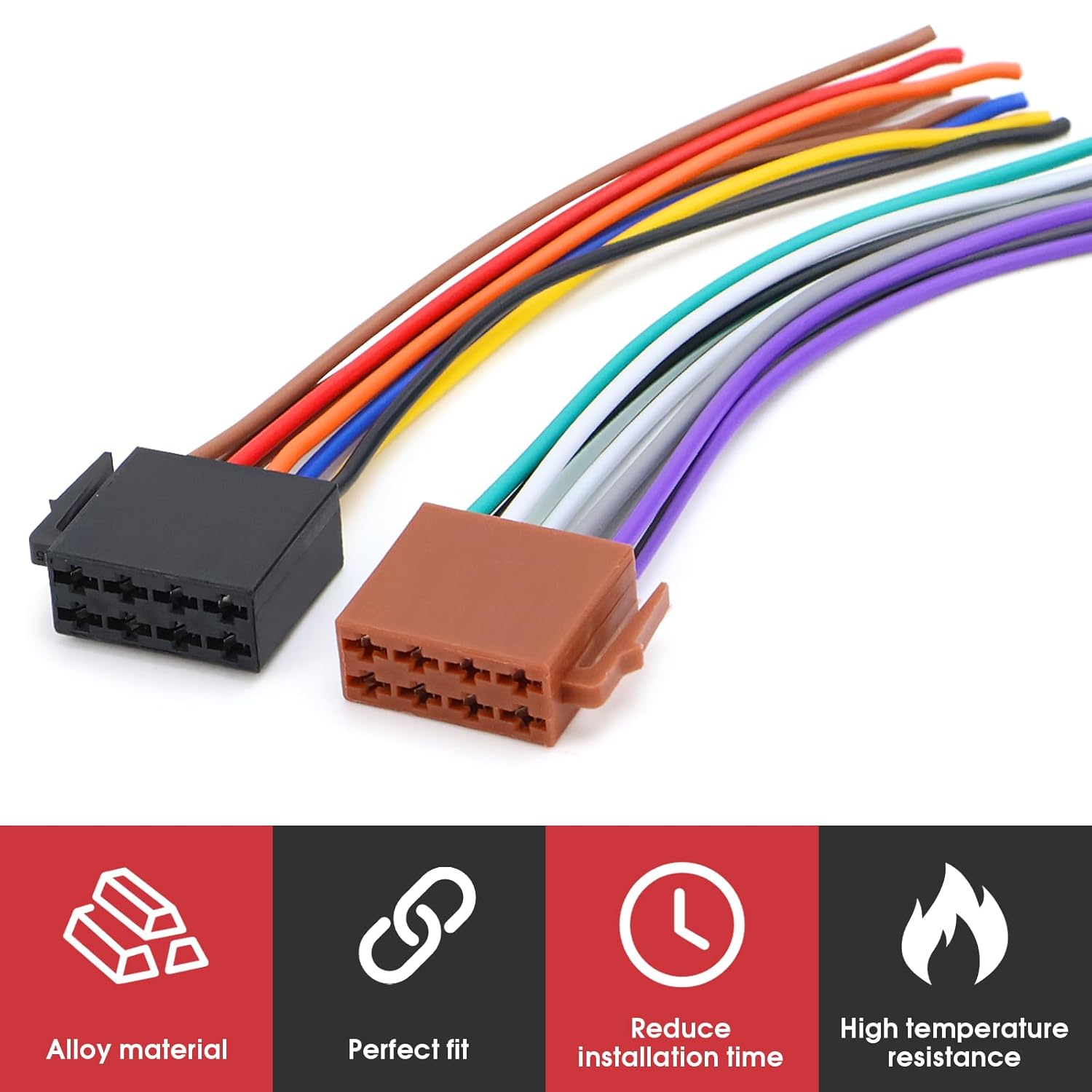 Rierousy DIN ISO 16 Pin Adapterkabel für Autoradio, ISO Stecker auf offene Kabelenden, Autoradio Anschlusskabel kompatibel mit VW Fahrzeugen – Bild 4