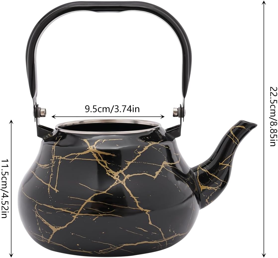 2L Emaille Teekanne Teebereiter, Wasserkocher Vintage Kaffeekanne Emaille Induktion Gasherd Kaffeekanne Wasserkocher Camping für Gas-Induktionsherd – Bild 5
