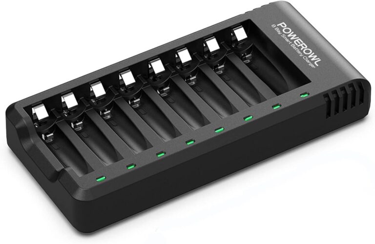 POWEROWL Akku-Ladegerät für wiederaufladbare NIMH AA AAA-Akkus, Ladegerät mit LED-Anzeige (unabhängiger Steckplatz)
