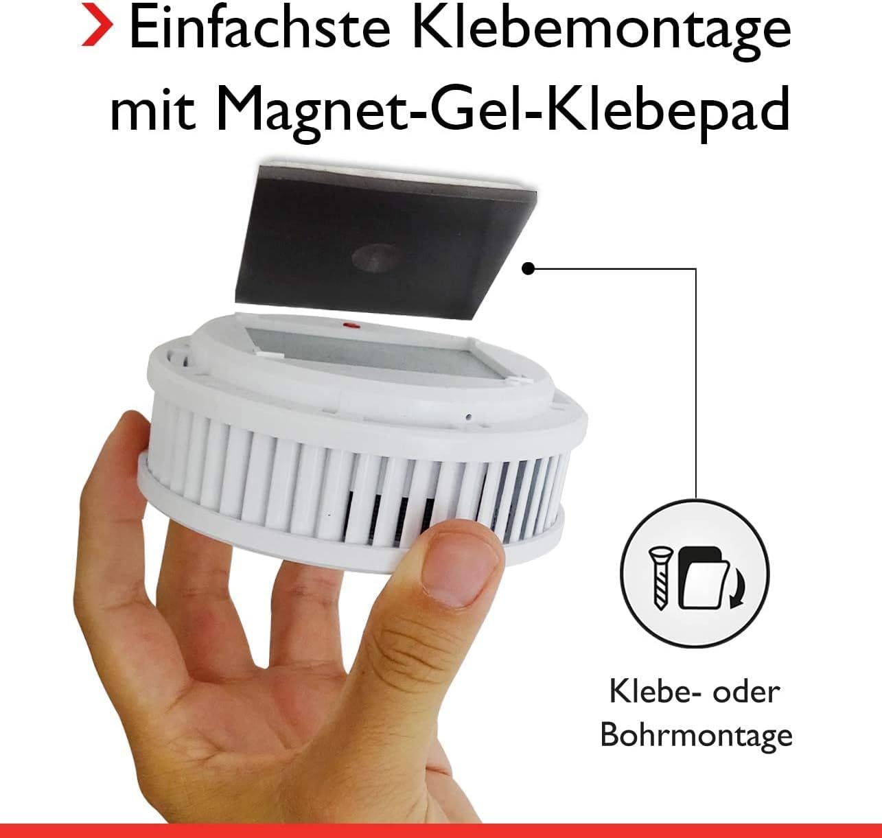 Pyrexx PX-1 Rauchmelder – 4er-Pack – 10-Jahres-Batterie mit Magnethalterung ohne Bohren und LED-Blinken, zertifiziert nach Q-Label, weiß – Bild 4