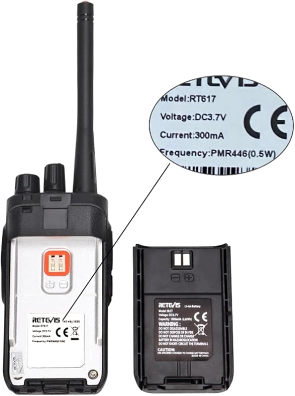 Retevis RT617 Walkie Talkie, PMR-Funkgerät mit Headset, lizenzfreie Funkgeräte, große Reichweite, 16 Kanäle, VOX, Walkie Talkie für Erwachsene, Polizei, Baustelle (schwarz, 4 Stück) – Bild 9