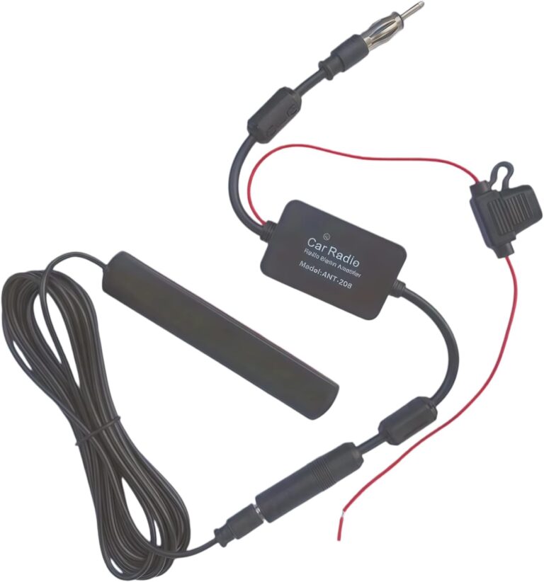 AURUM Antenne Auto FM/AM Autoantenne mit Antennenverstärker, Antenne Autoradio für Fahrzeug, LKW, SUV, Stereo Media Head Unit Receiver, 12V Netzteil, DIN Stecker